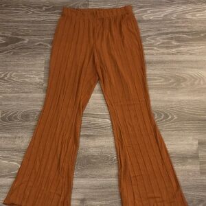 Chic Orange Ribbed Pants
